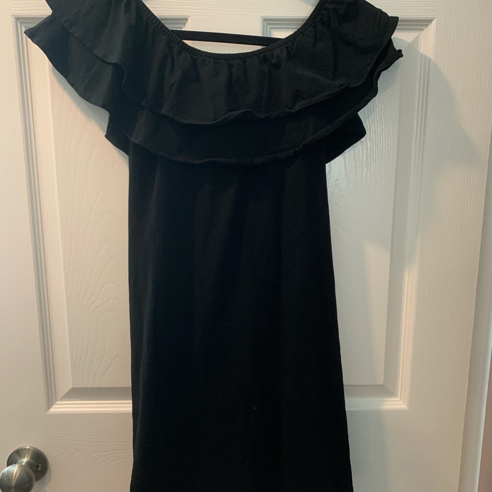 Womens black off the shoulder fitted dress